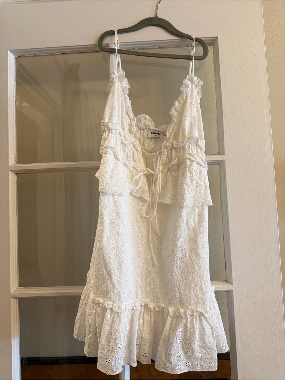 Rumored White Eyelet Ruffle Mini Dress - Picture 4 of 4